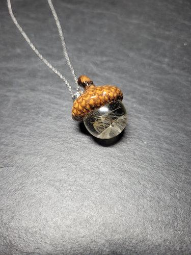 Real Acorn and Dandelion Necklace