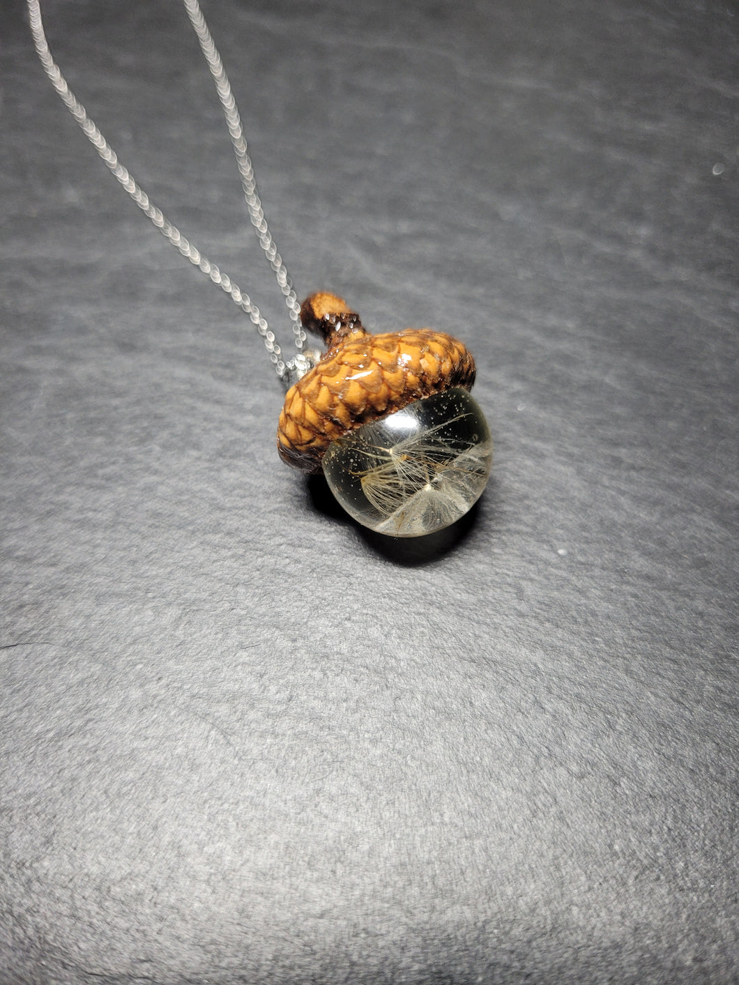 Real Acorn and Dandelion Necklace