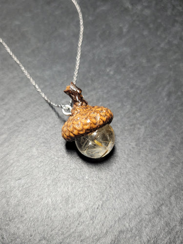 Real Acorn and Dandelion Necklace
