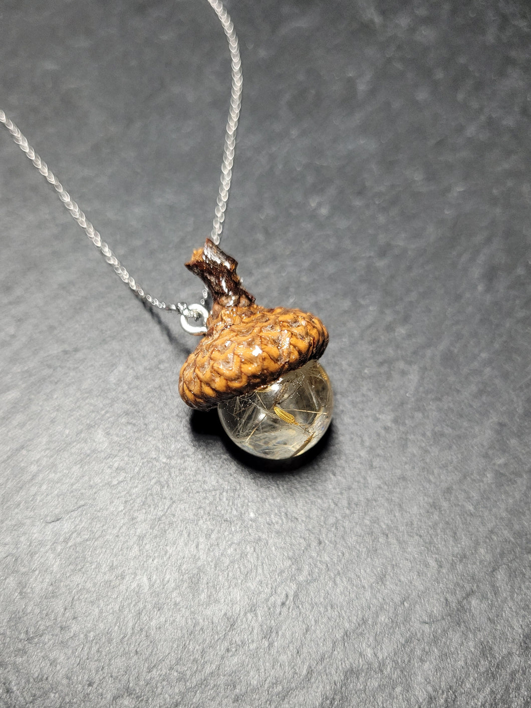 Real Acorn and Dandelion Necklace