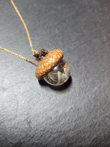 Real Acorn and Dandelion Necklace