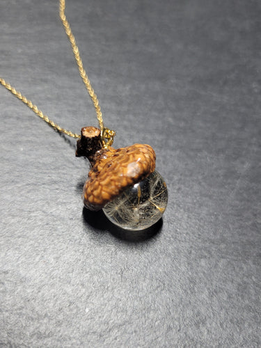 Real Acorn and Dandelion Necklace