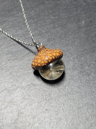 Real Acorn and Dandelion Necklace