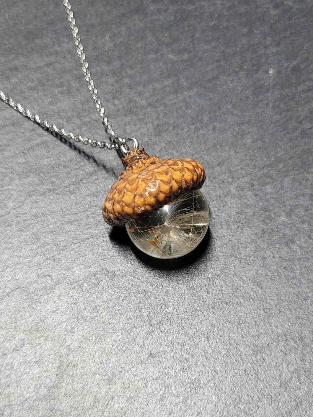 Real Acorn and Dandelion Necklace
