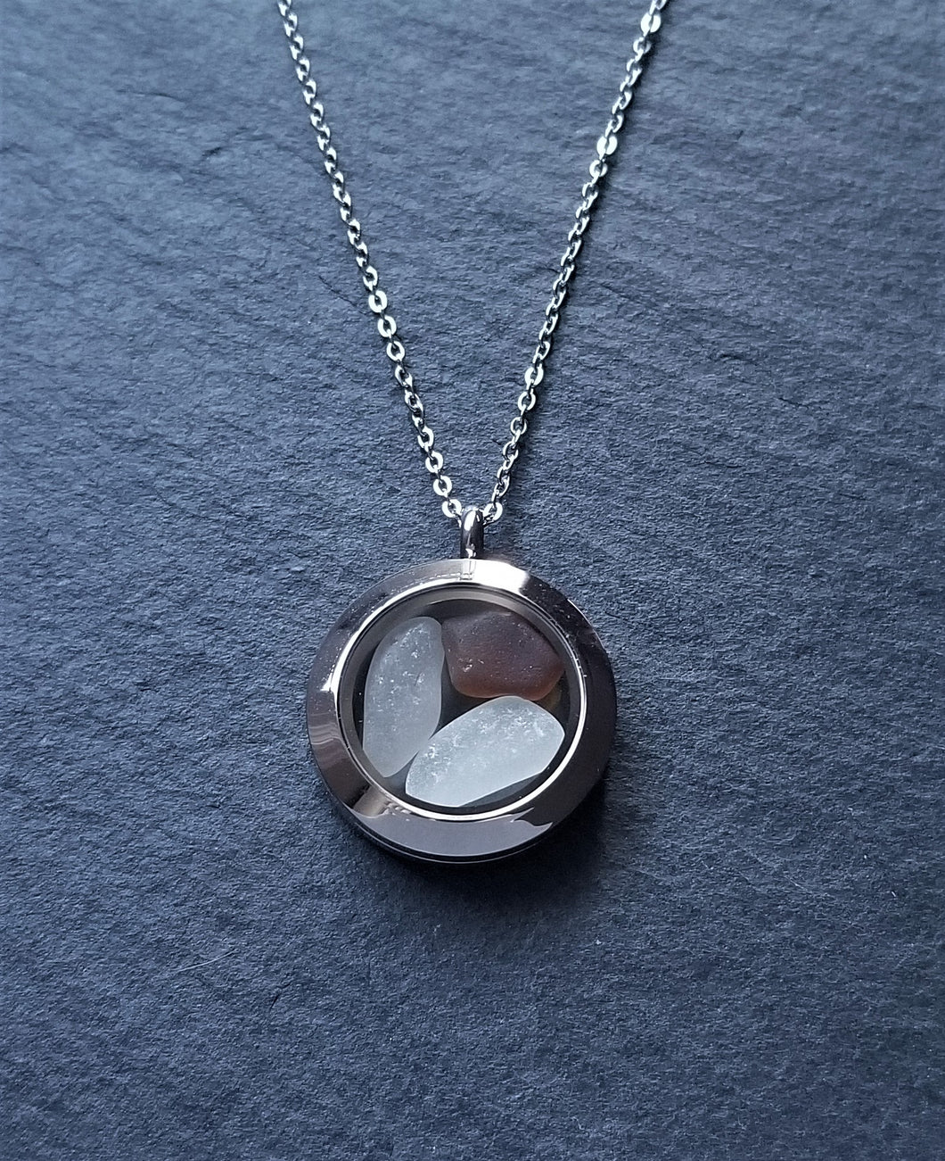 Sea Glass Locket Necklace - Medium