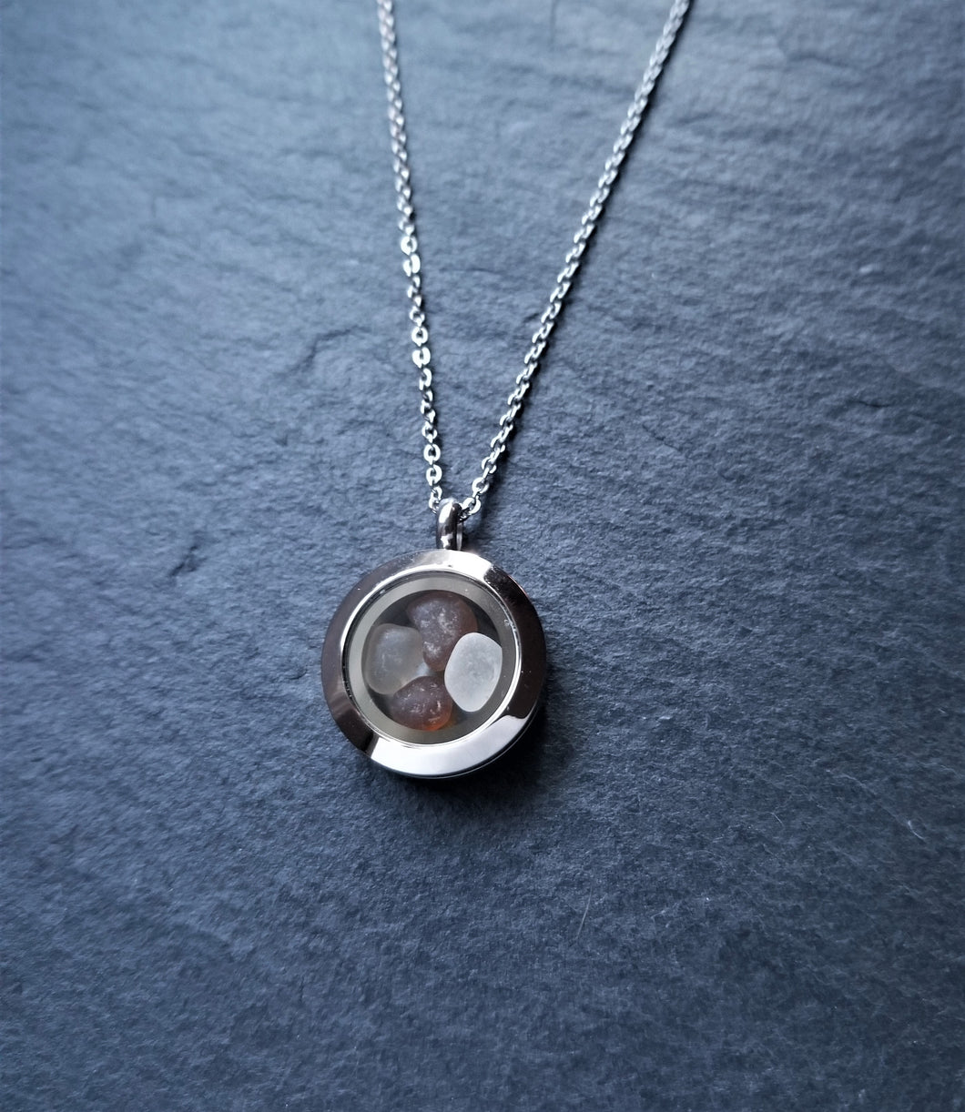 Sea Glass Locket Necklace - Mini