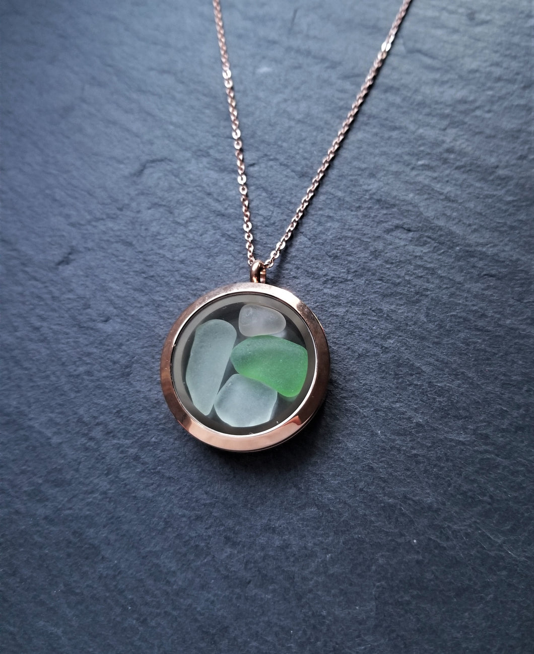 Sea Glass Locket Necklace - Large