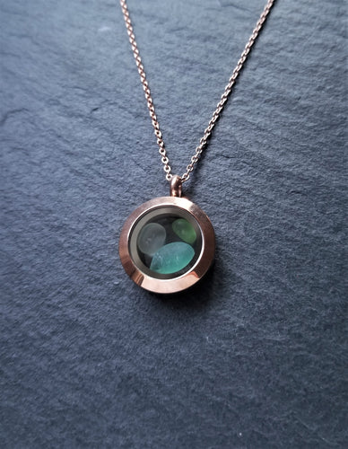 Sea Glass Locket Necklace - Mini
