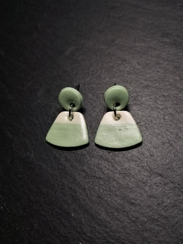 Light Green & White Clay Earrings