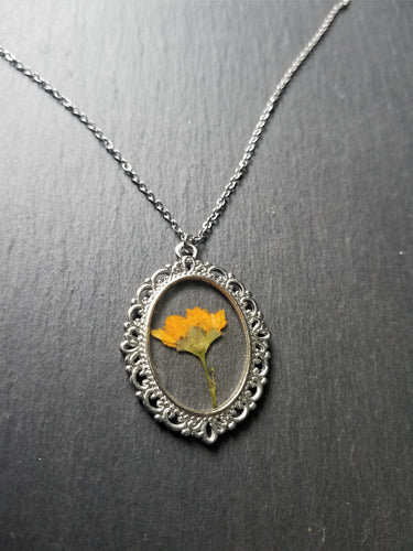 Pressed Yellow Flower Necklace