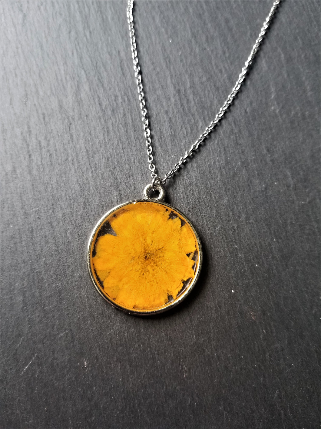 Pressed Yellow Flower Necklace